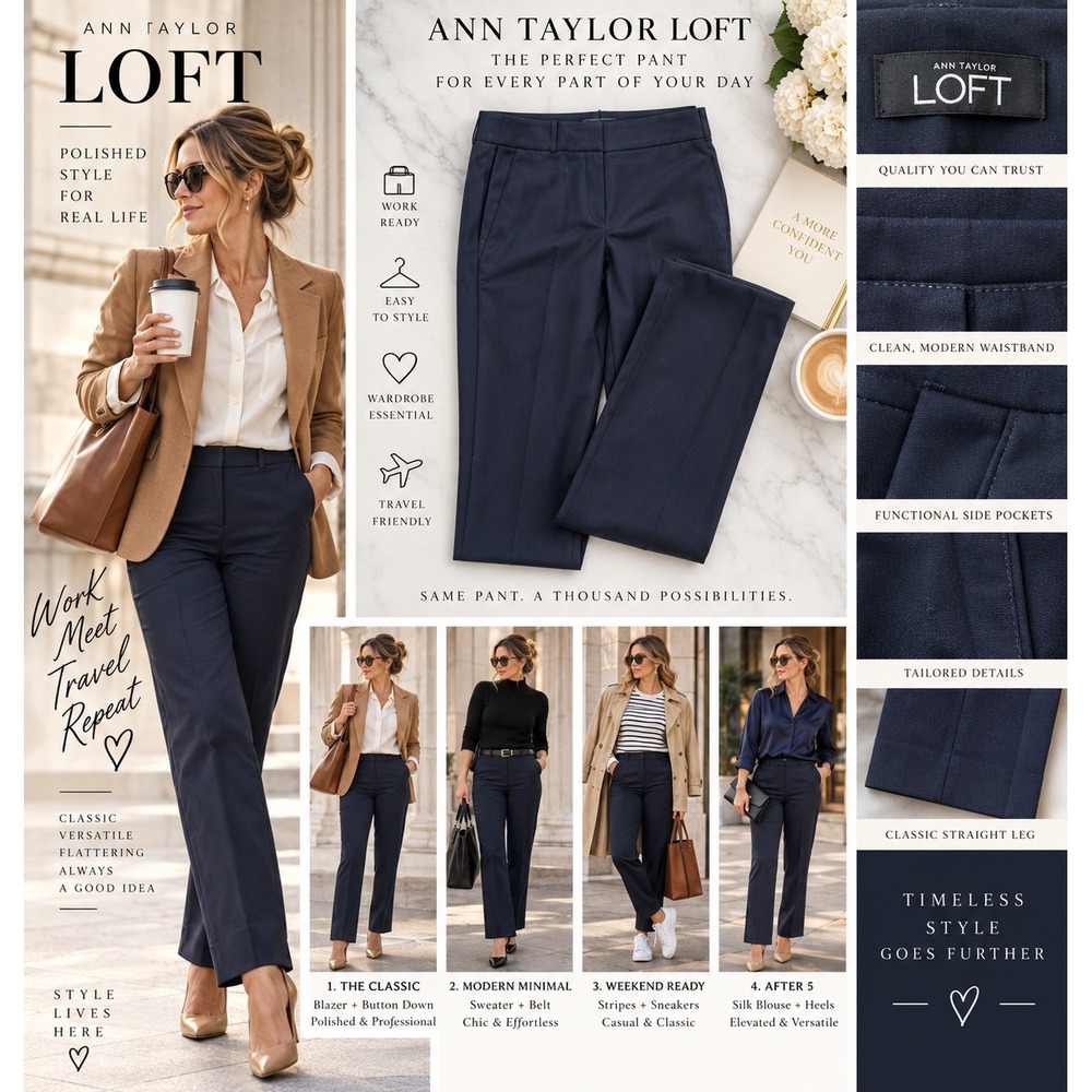 Ann Taylor Loft Marisa Skinny Dress Pants Navy Blue Size 6 Tailored Trousers